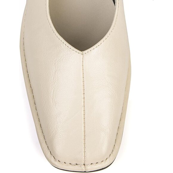 Women Beige Square Toe Comfortable Slip-On Lace-Up Loafers Summer Shoes - Picture 6 of 6